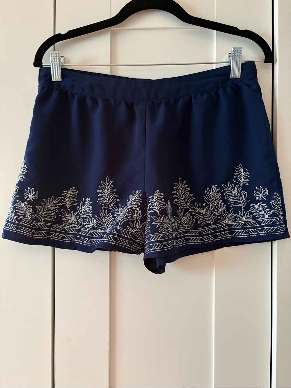 mine Navy Blue Embroidered High-Waist Shorts